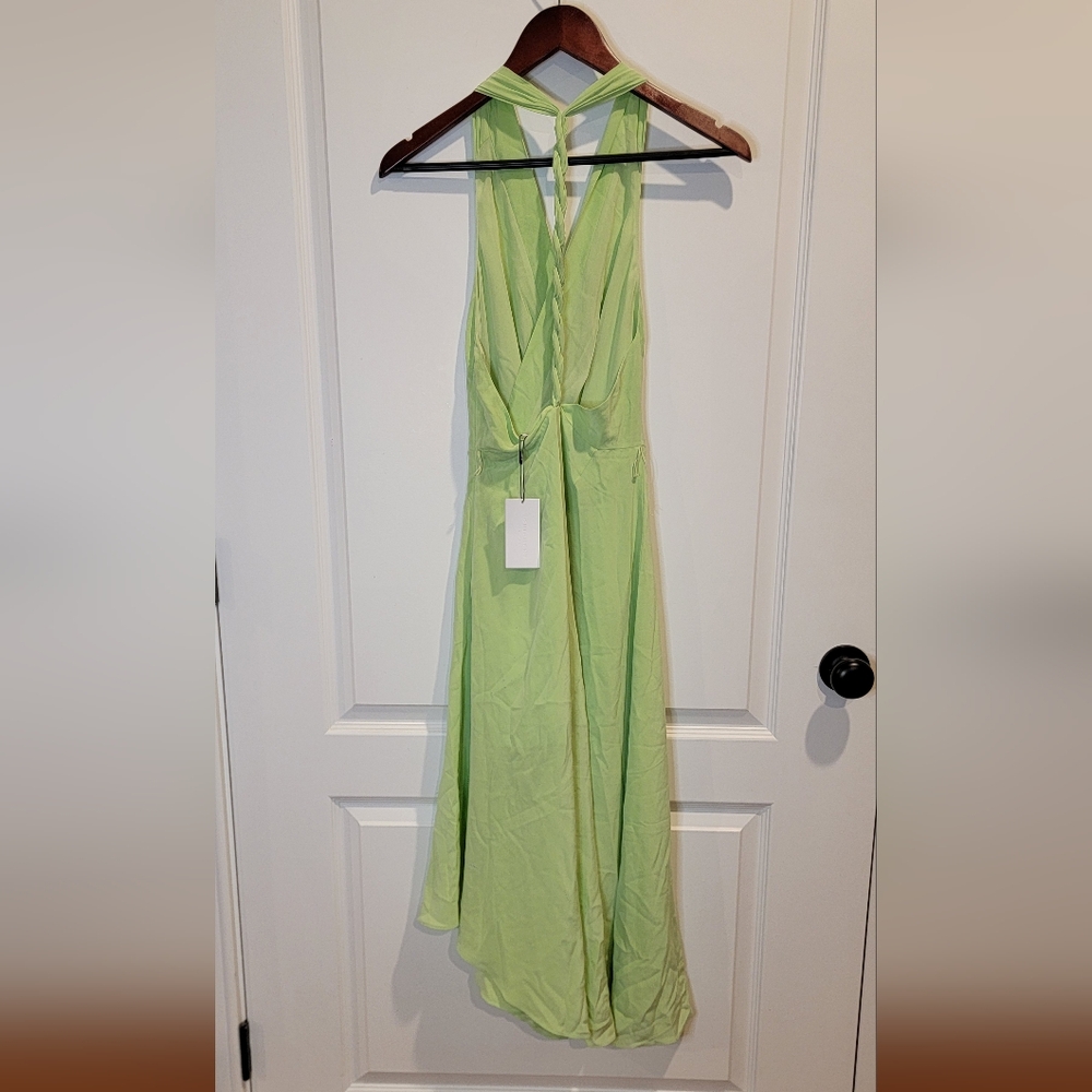 Alejandra Midi Silk Dress By Dress The Population, Pistachio Green, Size 0, NWT - Picture 3 of 9